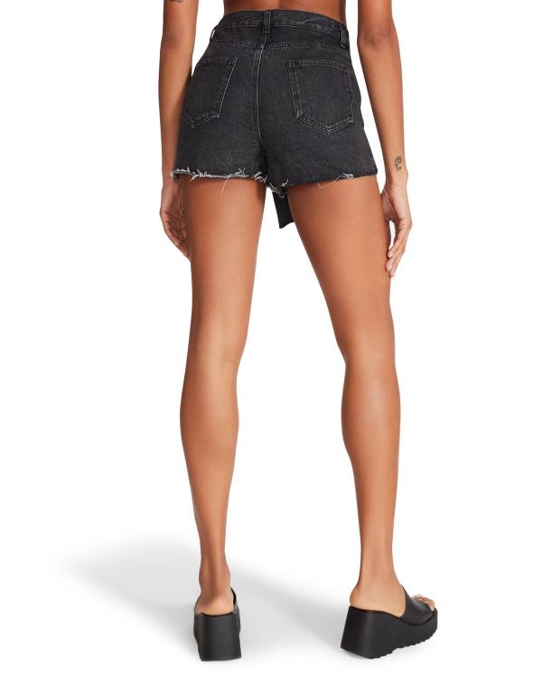 Calções Steve Madden Black Denim Skort Feminino Pretas | SM-521MA