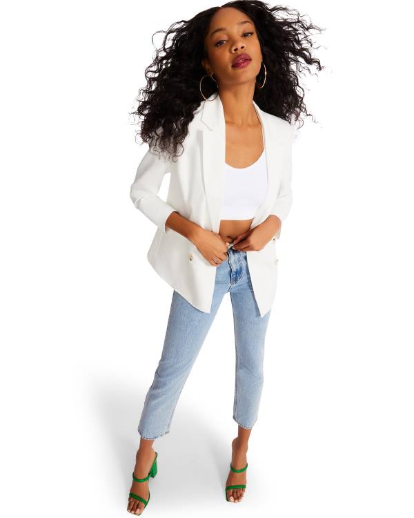 Casaco Steve Madden Boyfriend Blazer Feminino Branco | SM-675AO