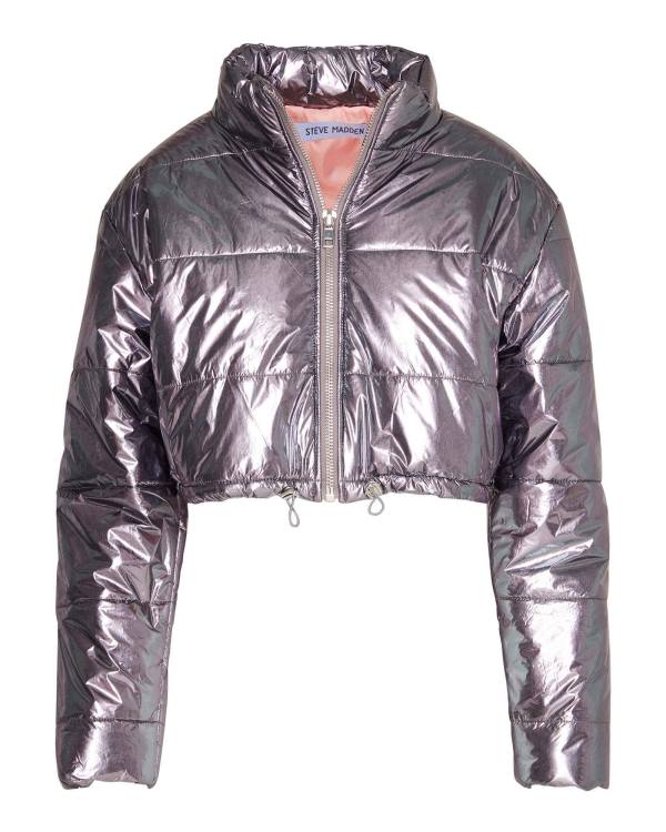 Casaco Steve Madden Cropped Metallic Puffer Gunmetal Feminino Bronze | SM-837AE