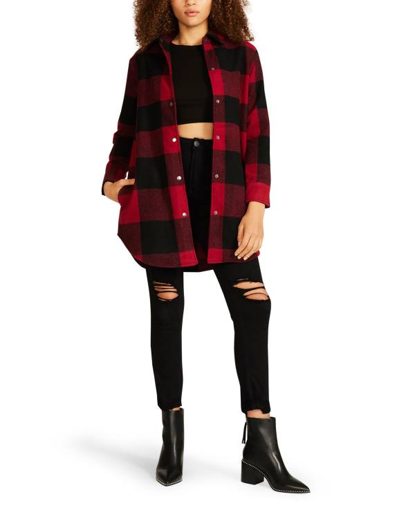 Casaco Steve Madden Eldridge Plaid Feminino Vermelhas | SM-095KI