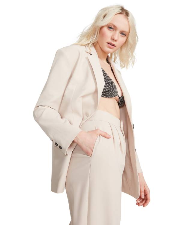 Casaco Steve Madden Oversized Blazer Ivory Feminino Branco | SM-821RB