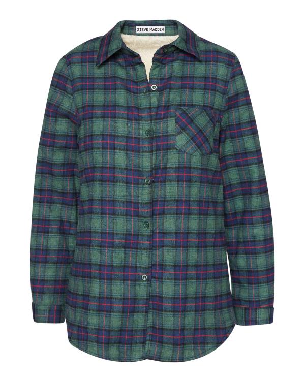 Casaco Steve Madden Teddy Forradas Flannel Feminino Verdes | SM-198HD