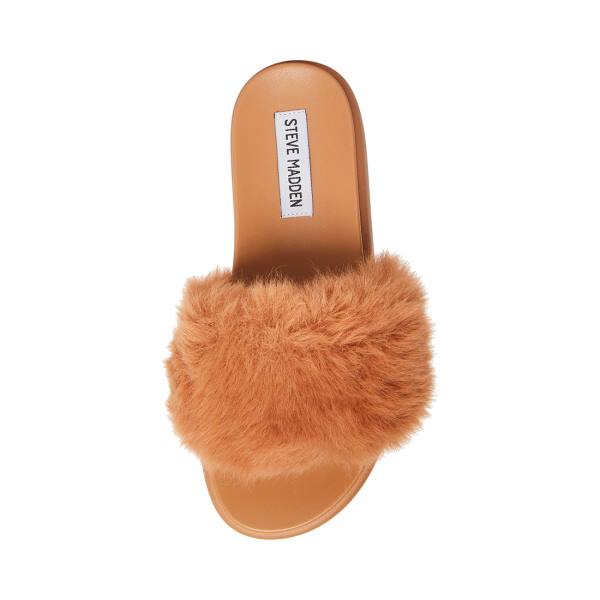 Chinelos Steve Madden Delphina Tan Feminino Marrom | SM-318JK