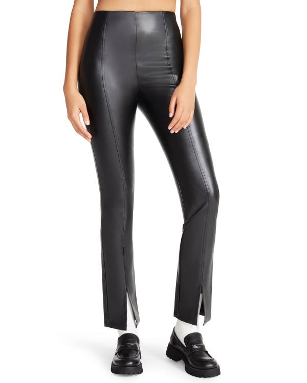 Leggings Steve Madden Slit Front Faux Couro Pant Feminino Pretas | SM-891XQ