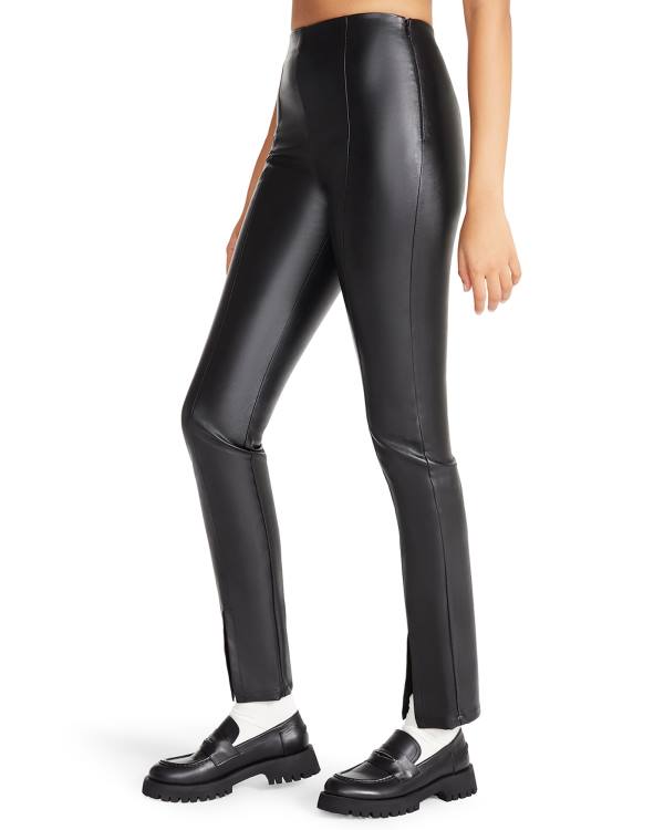 Leggings Steve Madden Slit Front Faux Couro Pant Feminino Pretas | SM-891XQ