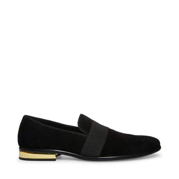 Loafers Steve Madden Anversa Camurça Masculino Pretas | SM-263EU