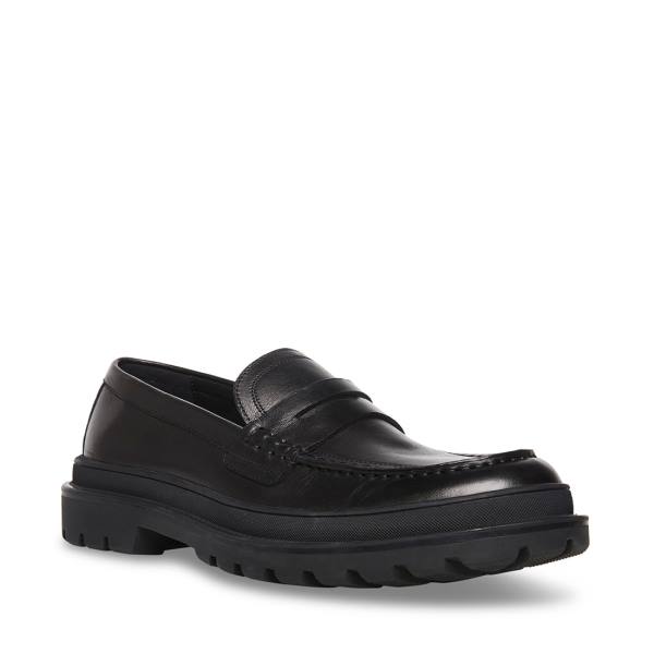 Loafers Steve Madden Charles Couro Masculino Pretas | SM-763WD