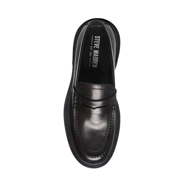 Loafers Steve Madden Charles Couro Masculino Pretas | SM-763WD