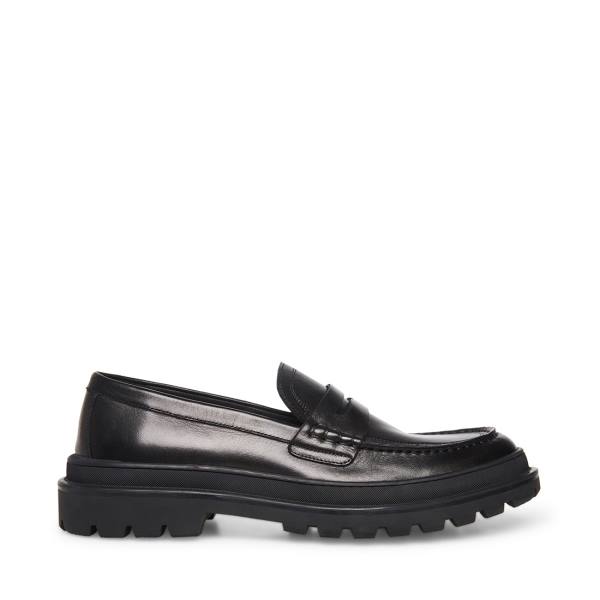 Loafers Steve Madden Charles Couro Masculino Pretas | SM-763WD