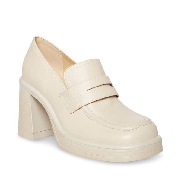 Loafers Steve Madden Fulfill Bone Couro Feminino Bege | SM-015UY