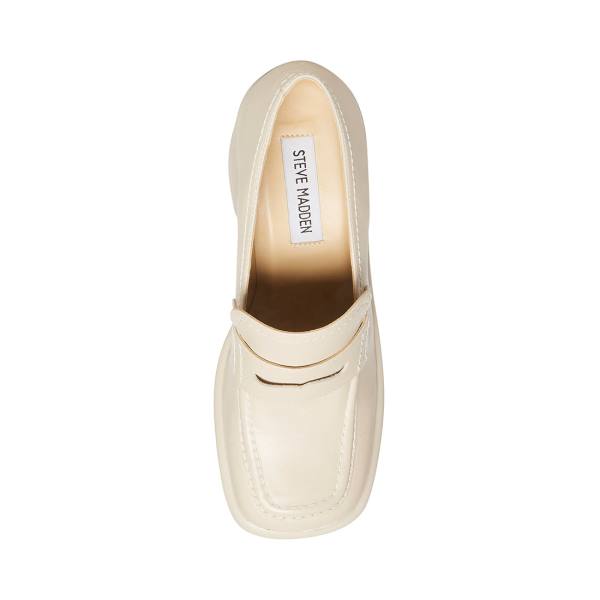 Loafers Steve Madden Fulfill Bone Couro Feminino Bege | SM-015UY