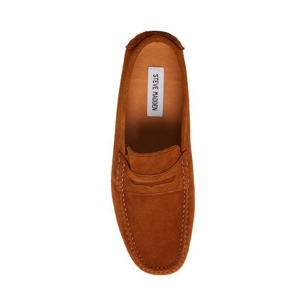 Loafers Steve Madden Italo Cognac Camurça Masculino Marrom | SM-287VQ