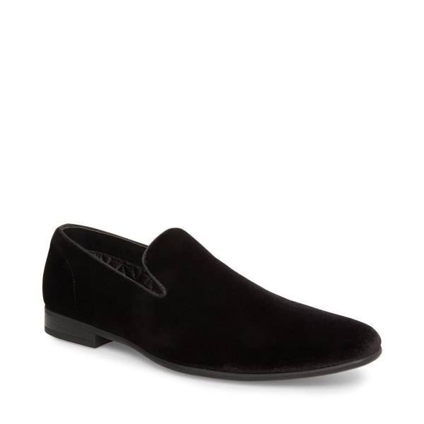 Loafers Steve Madden Laight Velvet Masculino Pretas | SM-213IH