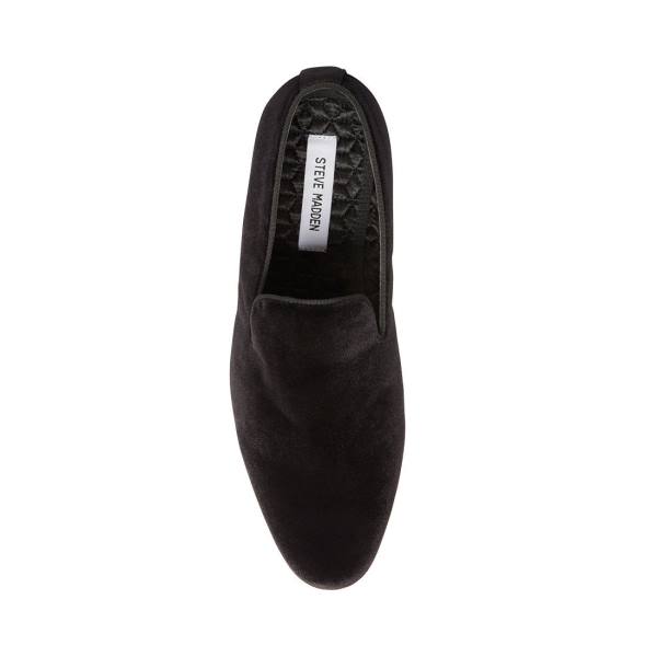 Loafers Steve Madden Laight Velvet Masculino Pretas | SM-213IH