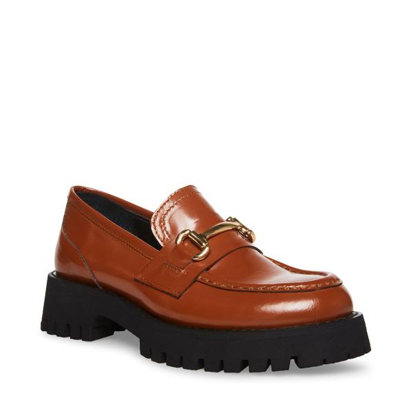 Loafers Steve Madden Lando Cognac Couro Feminino Marrom | SM-950BH