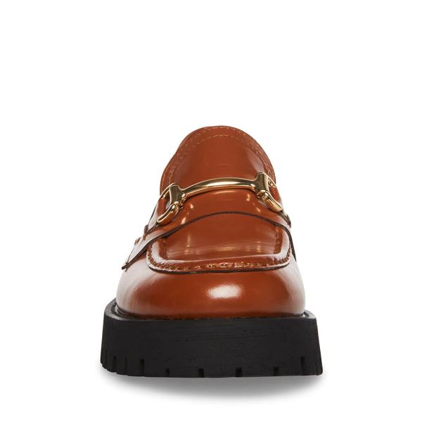 Loafers Steve Madden Lando Cognac Couro Feminino Marrom | SM-950BH