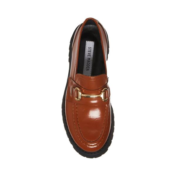 Loafers Steve Madden Lando Cognac Couro Feminino Marrom | SM-950BH