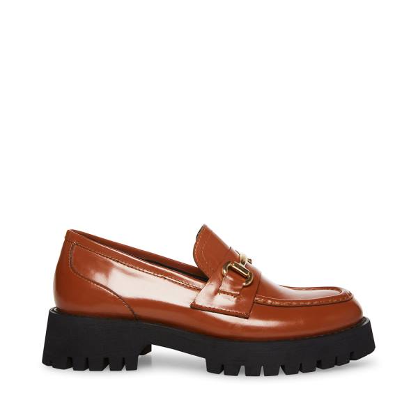 Loafers Steve Madden Lando Cognac Couro Feminino Marrom | SM-950BH