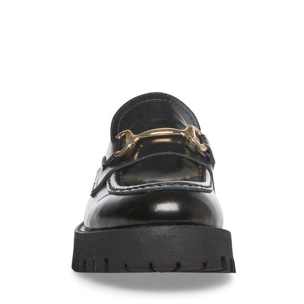 Loafers Steve Madden Lando Couro Feminino Pretas | SM-170LN