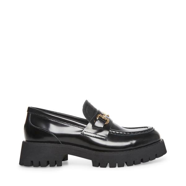 Loafers Steve Madden Lando Couro Feminino Pretas | SM-170LN