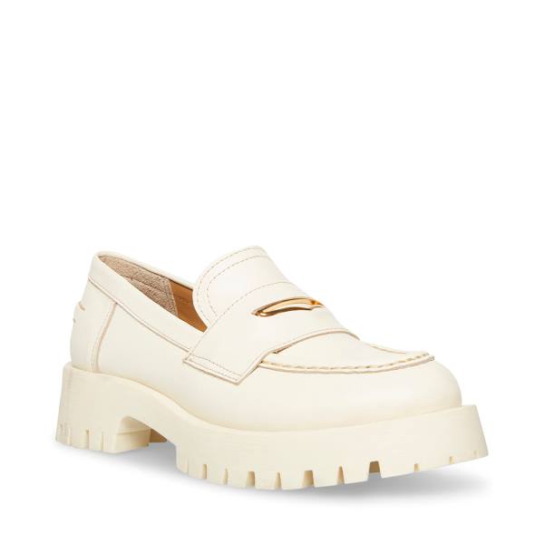 Loafers Steve Madden Lawrence Bone Couro Feminino Bege | SM-256AG