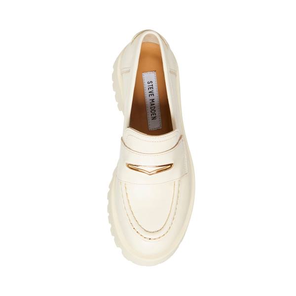 Loafers Steve Madden Lawrence Bone Couro Feminino Bege | SM-256AG