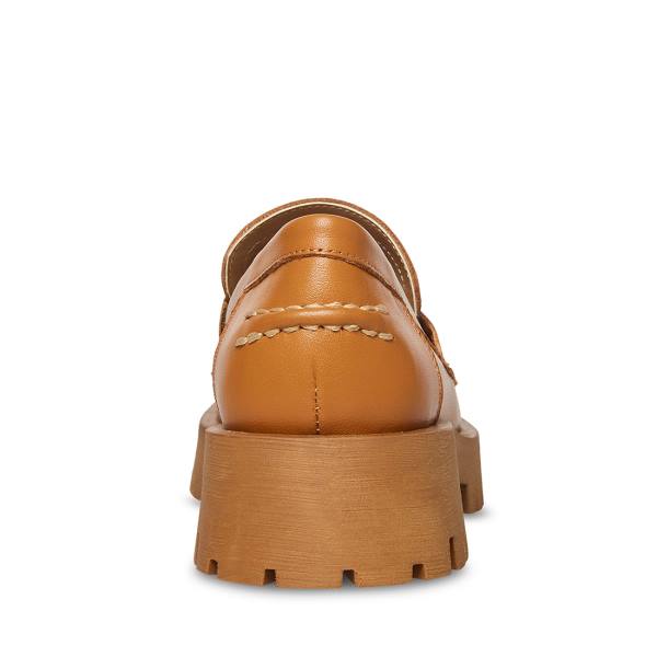 Loafers Steve Madden Lawrence Cognac Couro Feminino Marrom | SM-869PD