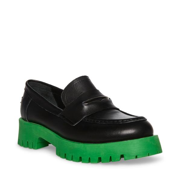 Loafers Steve Madden Lawrence Feminino Pretas Verdes | SM-402SK