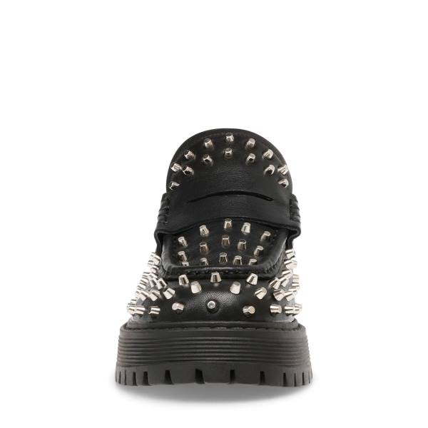 Loafers Steve Madden Malvern Studs Feminino Pretas | SM-375RX