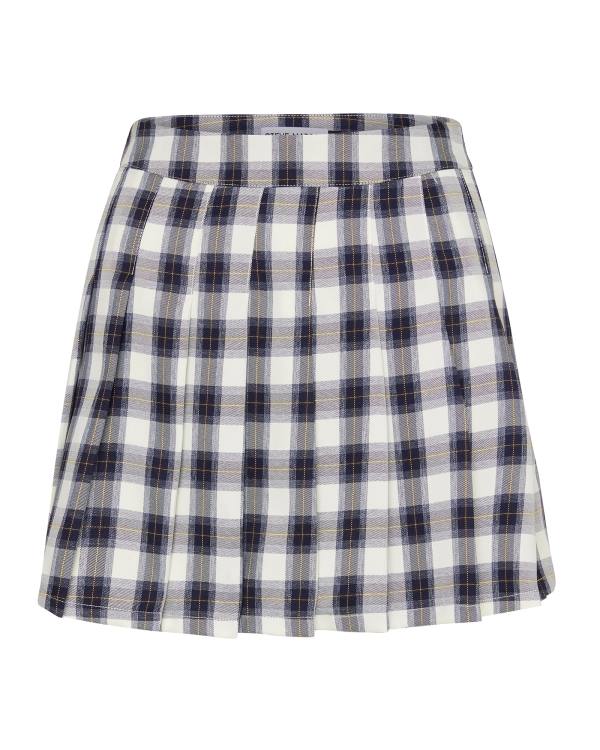 Saias Steve Madden Plaid Pleated Mini Feminino Azul Marinho | SM-205LB