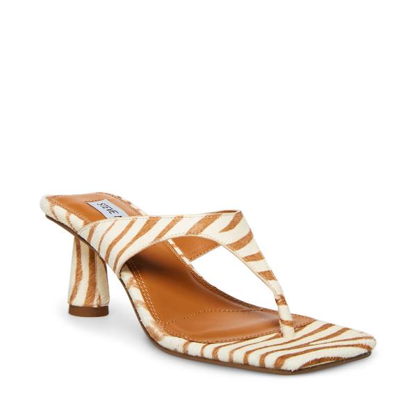 Salto Alto Steve Madden Alexina Tan Pony Heel Feminino Marrom Branco | SM-835ZW