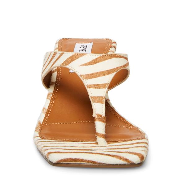 Salto Alto Steve Madden Alexina Tan Pony Heel Feminino Marrom Branco | SM-835ZW