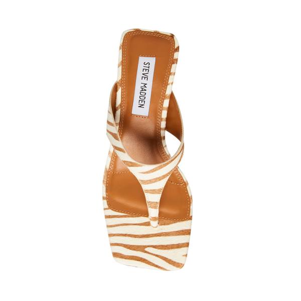 Salto Alto Steve Madden Alexina Tan Pony Heel Feminino Marrom Branco | SM-835ZW