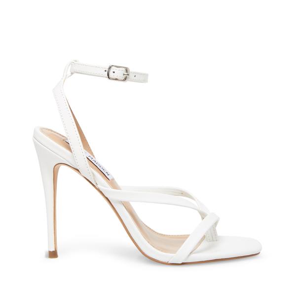 Salto Alto Steve Madden Amada Couro Heel Feminino Branco | SM-397PU