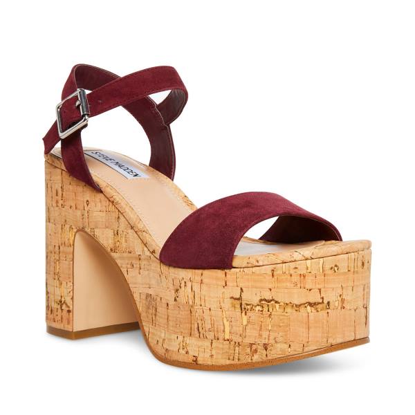 Salto Alto Steve Madden Amarissa Burgundy Camurça Heel Feminino Bordeaux | SM-852TE