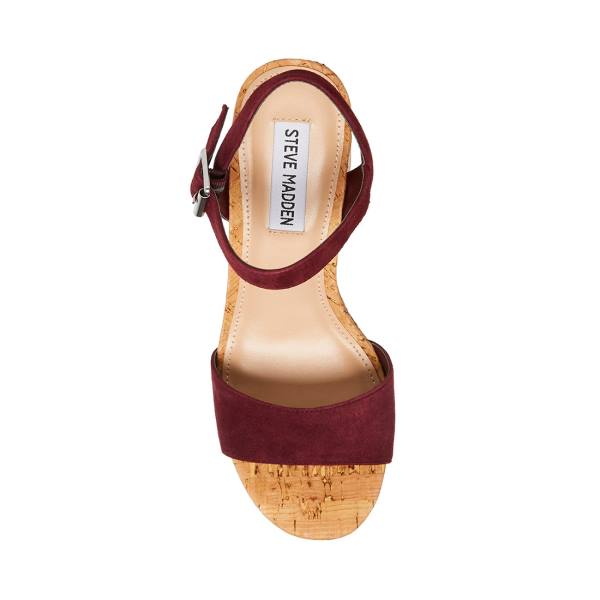 Salto Alto Steve Madden Amarissa Burgundy Camurça Heel Feminino Bordeaux | SM-852TE