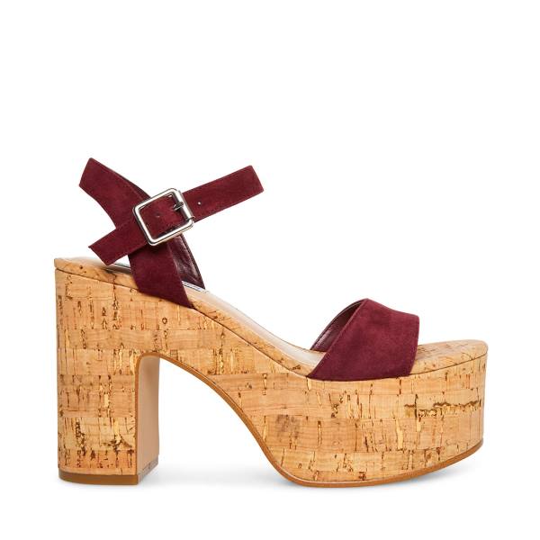 Salto Alto Steve Madden Amarissa Burgundy Camurça Heel Feminino Bordeaux | SM-852TE