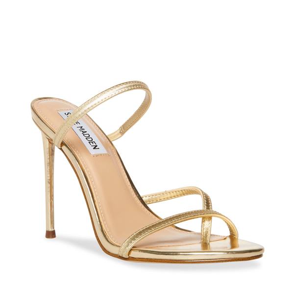 Salto Alto Steve Madden Bellezza Heel Feminino Douradas | SM-961VB