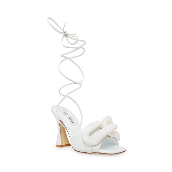 Salto Alto Steve Madden Cassy Couro Heel Feminino Branco | SM-832RF