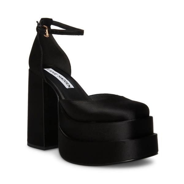 Salto Alto Steve Madden Charlize Satin Heel Feminino Pretas | SM-451VI