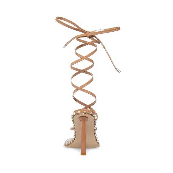 Salto Alto Steve Madden Fancille Tan Envernizados Heel Feminino Bege | SM-943KP