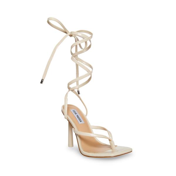 Salto Alto Steve Madden Fernanda Bone Envernizados Heel Feminino Bege | SM-518VX