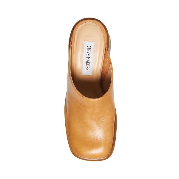 Salto Alto Steve Madden Flirtie Tan Couro Heel Feminino Marrom | SM-945FX