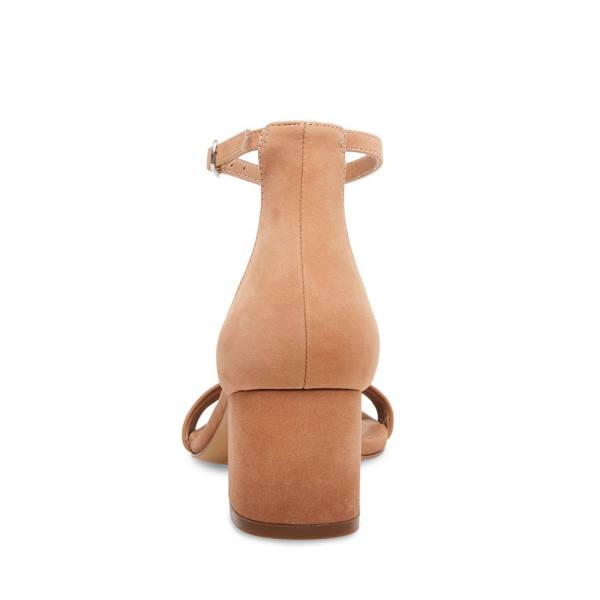 Salto Alto Steve Madden Irenee Tan Nubuck Heel Feminino Marrom | SM-085TF