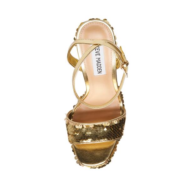 Salto Alto Steve Madden Lessa-s Heel Feminino Douradas | SM-385AD