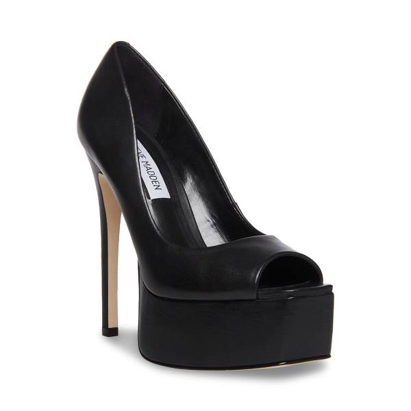 Salto Alto Steve Madden Lust Couro Heel Feminino Pretas | SM-820TZ