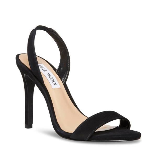 Salto Alto Steve Madden Marbella Nubuck Heel Feminino Pretas | SM-214TJ