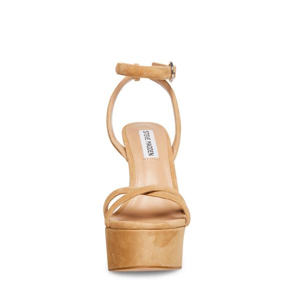 Salto Alto Steve Madden Marciana Camel Camurça Heel Feminino Marrom | SM-504ZL