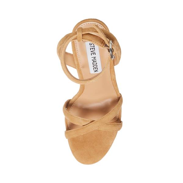 Salto Alto Steve Madden Marciana Camel Camurça Heel Feminino Marrom | SM-504ZL