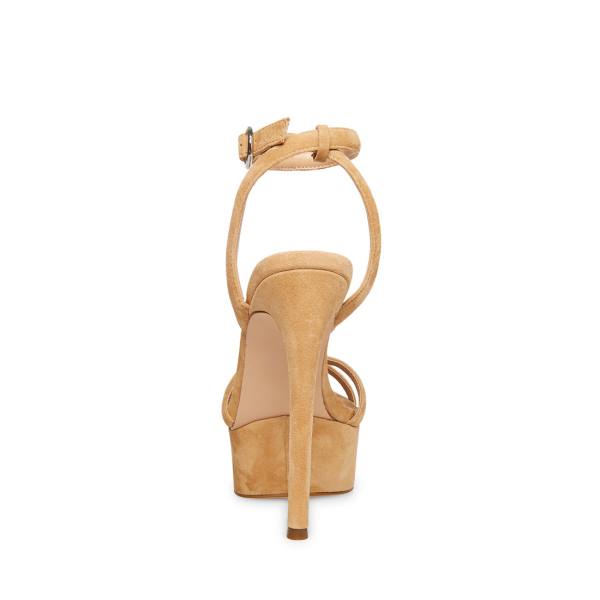 Salto Alto Steve Madden Marciana Camel Camurça Heel Feminino Marrom | SM-504ZL